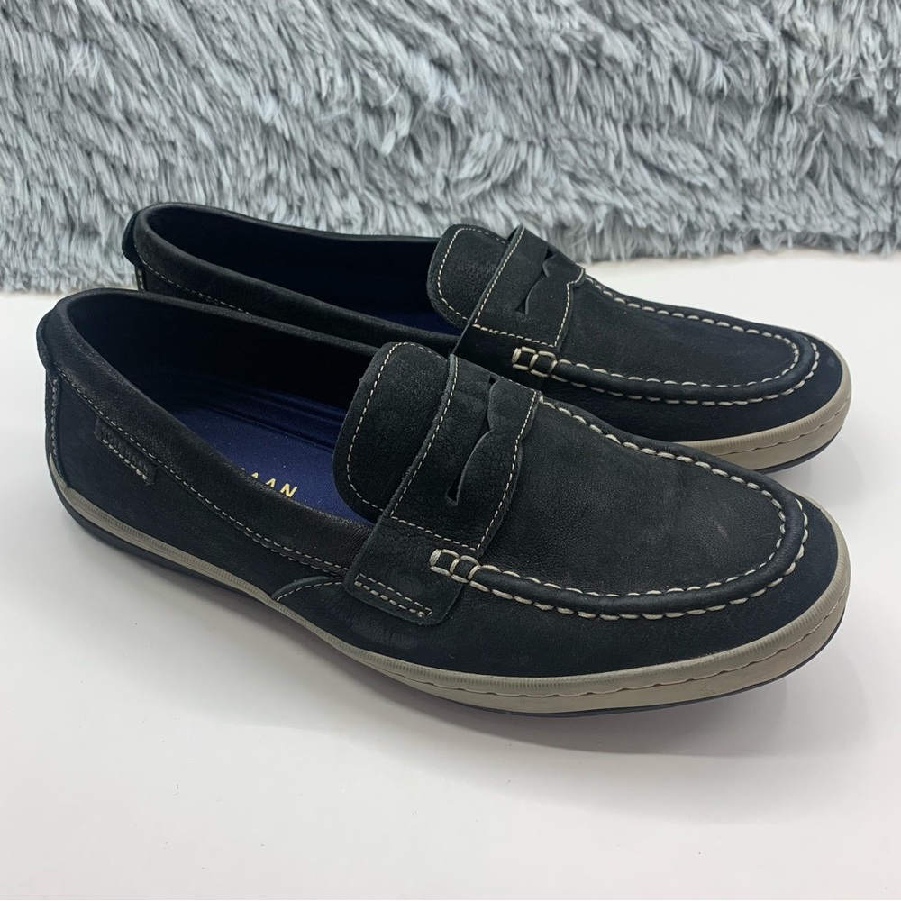 Cole Haan Loafers Shoes Mens Size 9 C30989 Claude Black Leather Driving Penny